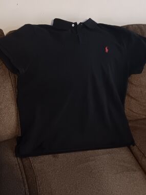 Polo Shirt with Red Logo - Black